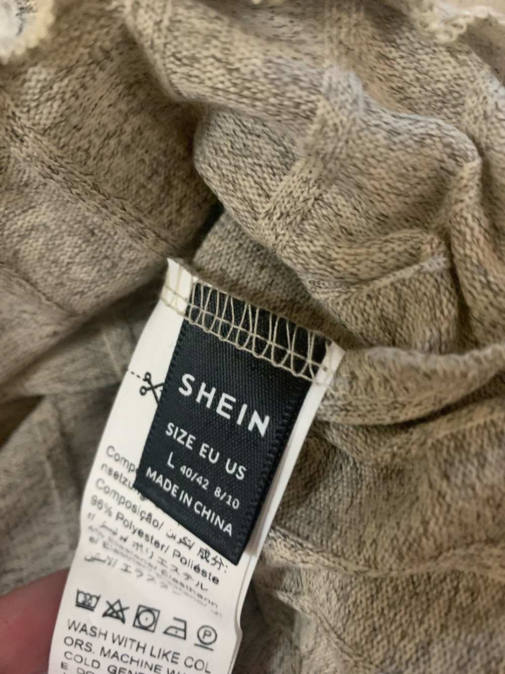 SHEIN Taupe Ribbed Cropped Knit Top with Wide Sleeves - Picture 5 of 5